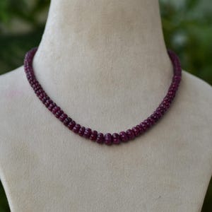 Natural Ruby Rondelle Bead Necklace - 18 Inch