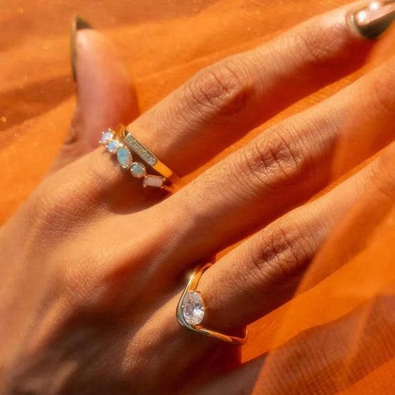 Oval Moissanite Ring 14k Solid Gold Floating Gem … - image 8