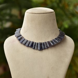 Blue Iolite Gemstone Collar Necklace: Handmade Fancy Jewelry