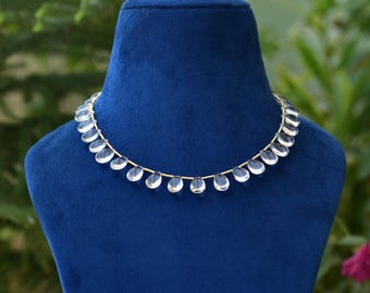Crystal Quartz Pear Necklace: Briolette Gemstone Pendant