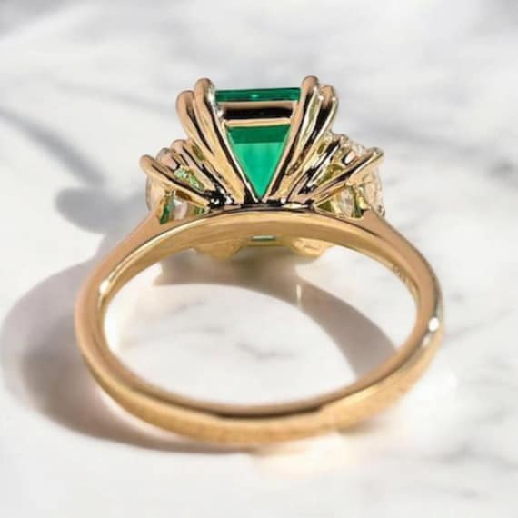 Emerald Cut Lab Created Emerald Solitaire Engagem… - image 6