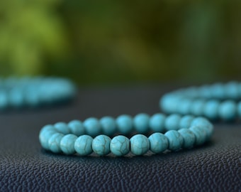 Pulsera de turquesa natural, pulsera de jaspe turquesa africano mate, pulsera de turquesa para hombre, pulseras delicadas para mujer, regalo para ella.