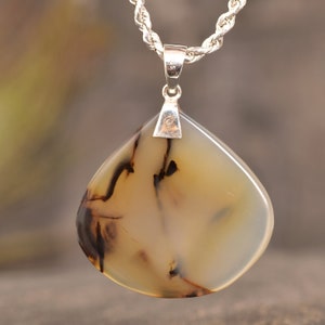 100% Natural Montana Agate Gemstone 925 Silver Pendant, Montana Stone 925 Solid Silver Pendant, Montana Agate Top Bezel Pendant Jewelry