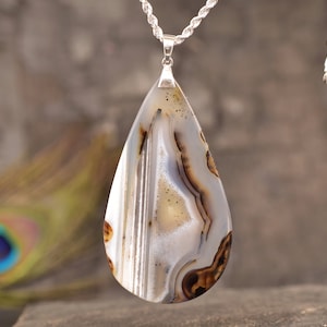 Natural Montana Agate Gemstone 925 Silver Pendant, Montana Agate Stone 925 Solid Silver Pendant, Montana Agate Top Bezel Pendant Jewelry