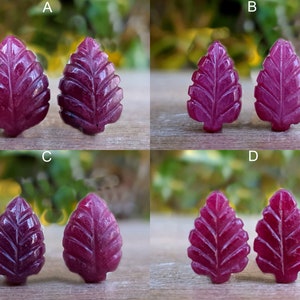 Natural Ruby Leaf Carving Pair Loose Gemstone Genuine Precious Ruby Gemstone Unique Designer Carving Leaf Shaped Longido mine Ruby