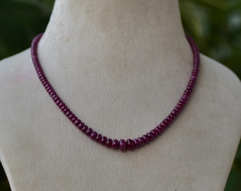 Collier de perles rubis de 4 mm : pierre de naissance de juillet, superposition délicate