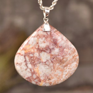 Handmade Crazy Lace Heart Pendant: 925 Sterling Silver Gemstone Necklace