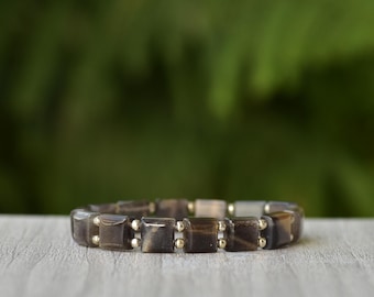 Black Moonstone Beaded Bracelet: Men's Crystal Jewelry, Inner Growth
