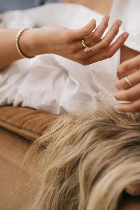 14K Solid Gold Solitaire Emerald Cut Moissanite E… - image 3