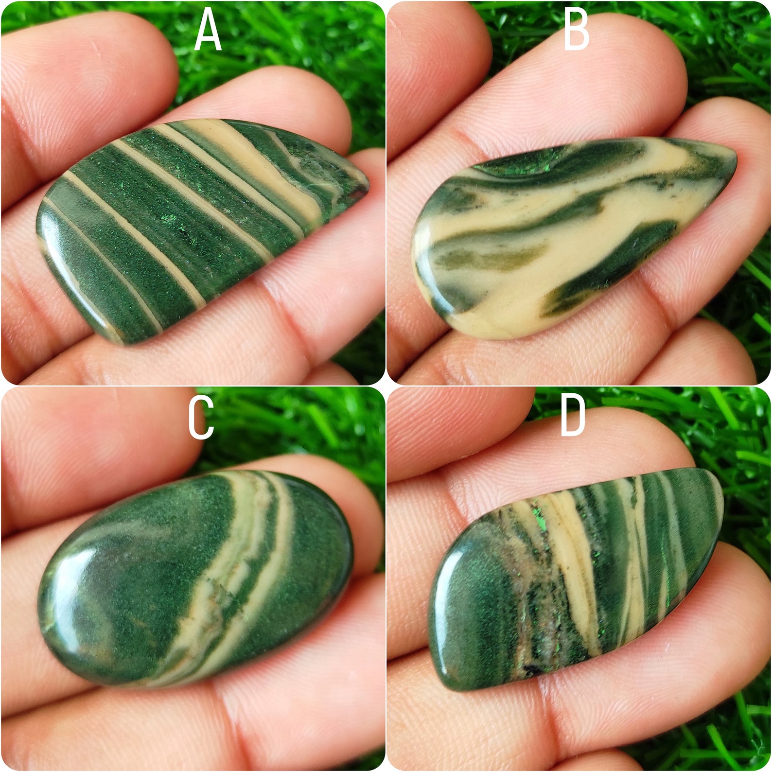 Green Zebra Jasper Natural Gemstone Cabochon Loose Gemstone Etsy UK
