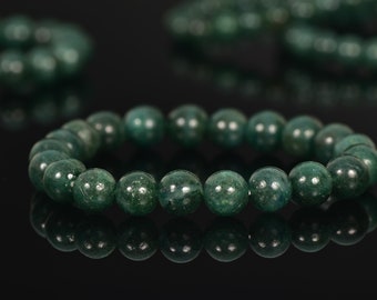 Dunkelgrüner Aventurin Kristall Armband - Handgemachter Runder Perlenschmuck