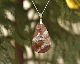 Pendentif en argent sterling 925, pendentif en pierres précieuses de jaspe maligano brun, pendentif en pierres précieuses naturelles bijoux faits main, cadeau bijoux maligano pour elle.