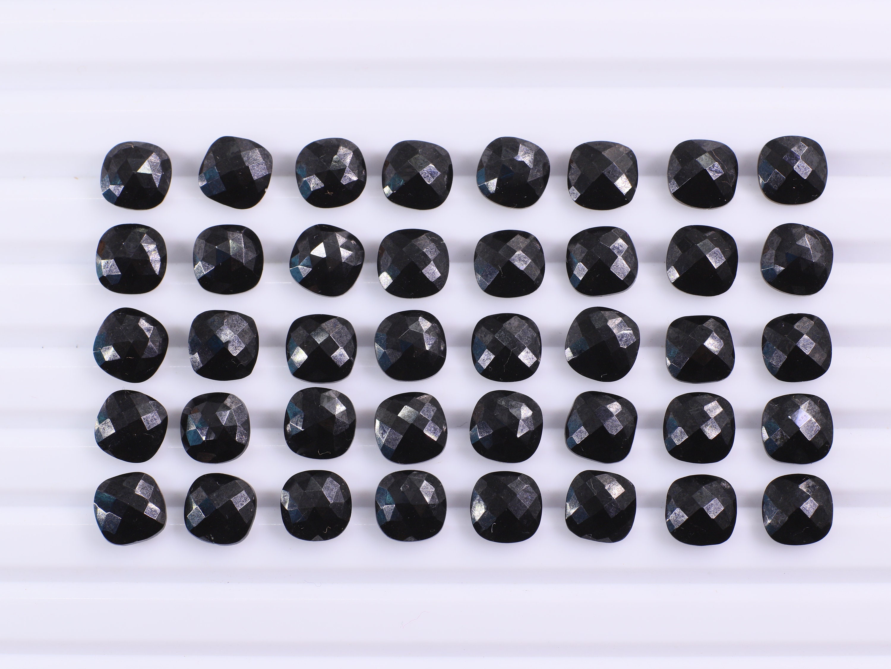 Black Onyx Cushion Loose Gemstone Checker Cut Briolite | Etsy