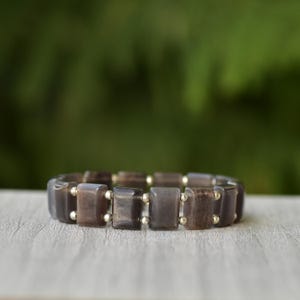 Black Moonstone Bracelet, Unique Black Gemstone Bracelet, Stretch Bracelet, Natural Gemstone, Stone Beaded Stretchy Bracelet