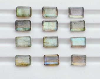 Labradorite gemstone 5x7 mm octagon emerald cut flashy labradorite multi colored stone  Finest quality     #21