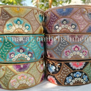 9 yard 5.5 cm Multicolor thread sequins Embroider fabric trim, crafting sewing Decorative Trim, Purse bag strap, camera belt dog collar belt