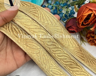 9 yard 3 cm Metallic Gold thread woven Sari Border strip, Decorative Indian Boho Trim, DIY crafting sewing, hatband, headband, dress making
