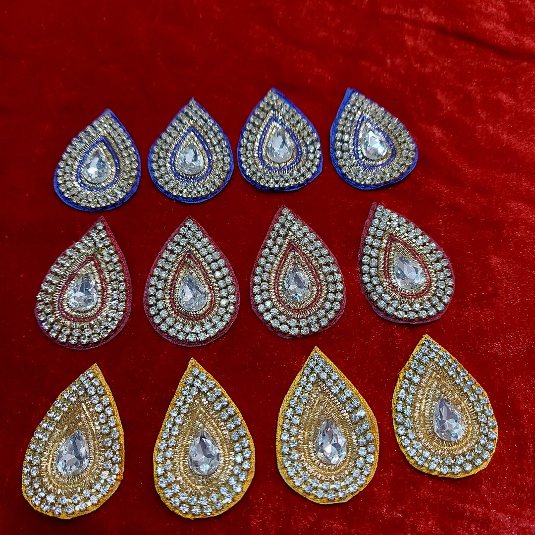 A Pair of Beaded Appliques, Embroidered Ethnic Indian Sew on Appliques