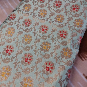 48&quot; Pistachio Green Brocade fabric by yard,Indian floral brocade Sewing craft,fabric for fashion,lehenga dress, pillow cover, dress material