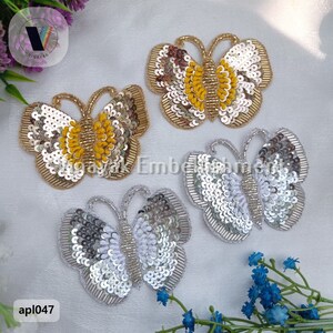 A Pair of Beaded Appliques, Embroidered Ethnic sew on Paisely patch, decorative appliques, Indian Motif, Craft supplies Boho Appliques,