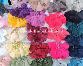 3.75" 6 PC Bohemian cotton Thread Tassels, home décor colorful festival tassels, cloth ornament Lehenga Tassels, sofa curtain décor handmade