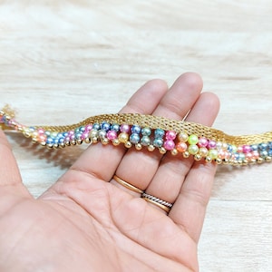 Multicolor Perle Perlen Boho Stickerei trimmen, dekorative Borte Tasche-Jeans Verschönerung,basteln nähen Junk Journal Schrott Buchung