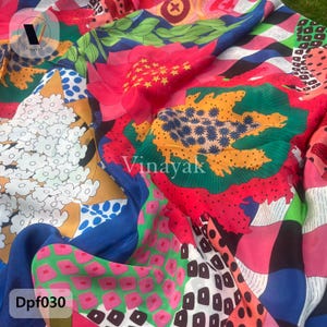 44&quot; Multi color Lively Vibrant color Abstract Floral Print Pure crepe fabric, Sewing costume fashion fabric, Backdrops, lehenga, Kaftan Gown