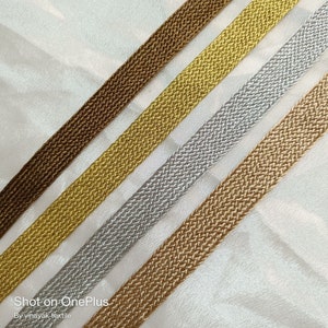 1.5cm Braided gold silver trims, sari scarf ribbon tapes, sewing trims, Junk Journal, scrapbooking, dupatta scarp border trim, braided gimps