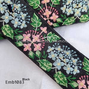 2.5&quot; Multicolor Embroidered sari fabric trim by the yard guitar belt, fedora hatband, sewing crafting, Purse bag replacement strap belt