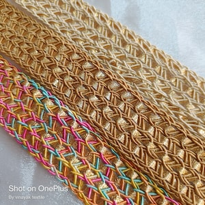 1" Braided gota pati Gimp trims, sari scarf ribbon tapes, sewing trims, Junk Journal, scrapbooking, dupatta scarp border trim, braided gimps