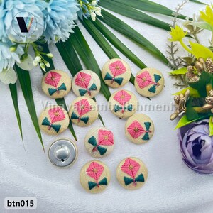 Beige - 1.5cm Handmade Fabric Small Button (Set of 12) 11 main image 1
