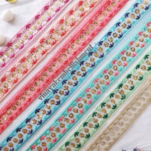 1.25" Sequins Embroidered Indian sari trims ribbon embellishment sewing trims Junk Journal,jewellry making,pasamaneria,Cintas
