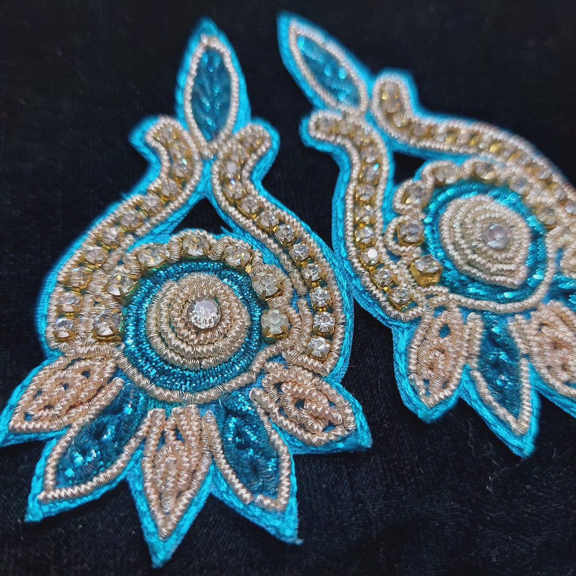 A Pair of Beaded Appliques Embroidered Ethnic Indian Sew on Etsy UK