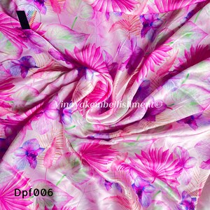 44&quot; Modal satin digital printed Pink fabric, dress making Sewing scarf fashion fabric lehenga fabric, kimono, Kaftan backdrop wedding dcor