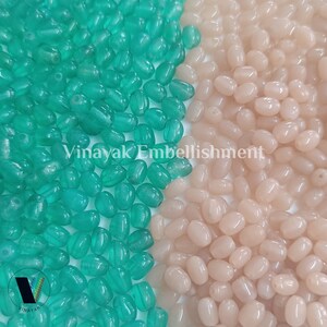 25 pcs 7x5mm glass beads green peach for sewing crafting embroidery handwork, jewelry making supplies, loose beads