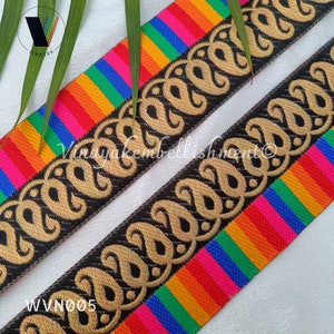 Adornos tejidos de oro multicolor de 9 yardas y 2", cinta Jacquard, tira para proyectos de costura, mejora de cortinas, acolchado loco, cinta de diadema de arco