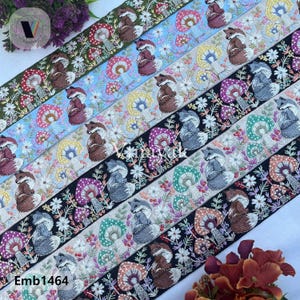 9 yards 5 cm Floral-Fox Multicolor Embroidered Fabric trim, Hand bag purse strap, DIY crafting sewing dress trim, lehenga costume border