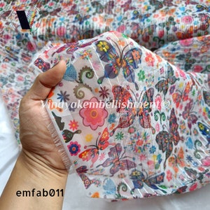 Tela de organza estampada bordada con lentejuelas de 44 pulgadas, ideal para fiestas, disfraces, lehengas y bodas, proyectos de costura y manualidades, ropa de bebé.