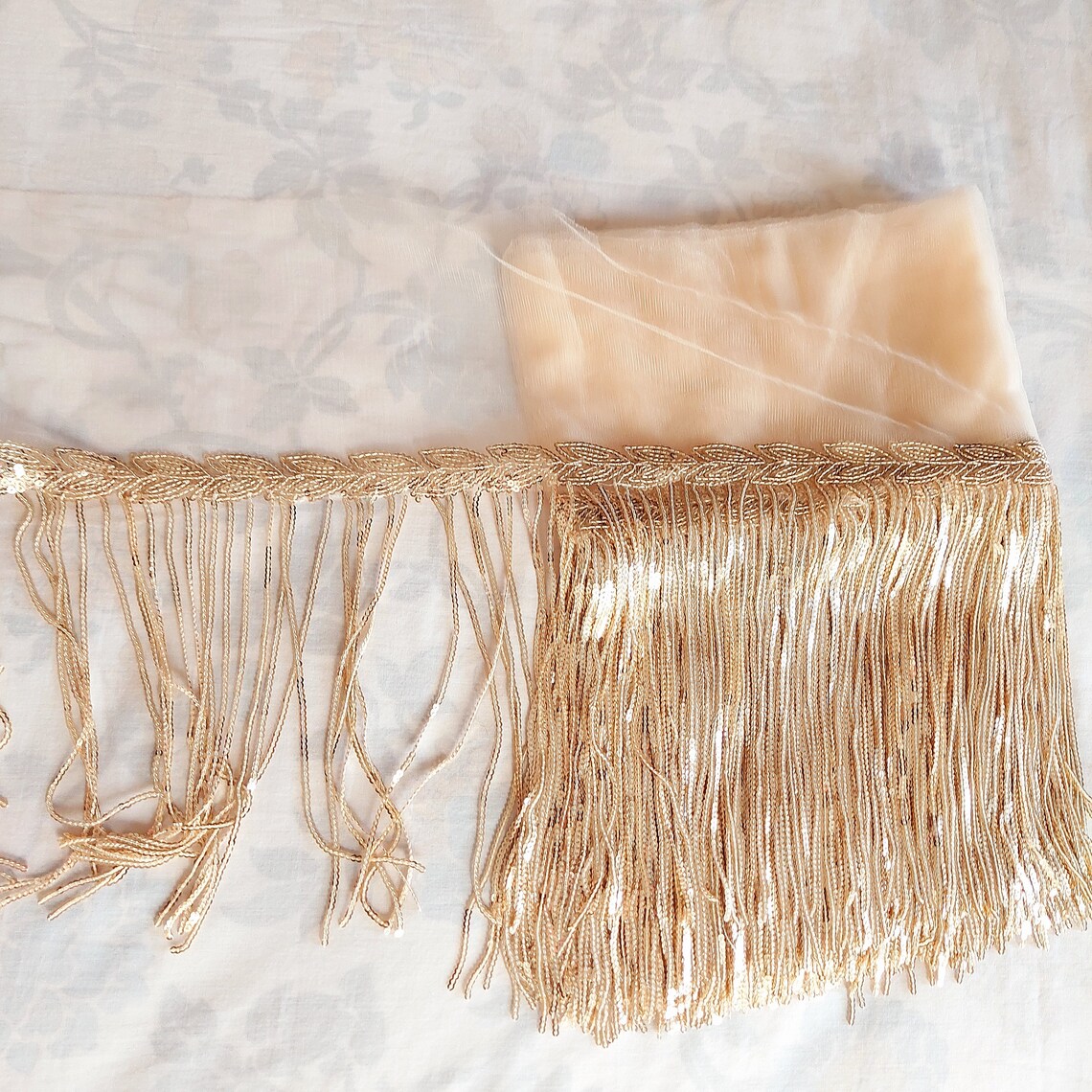 Goldene Pailletten-Spitzenborte Mit Fransen – 4,5 Meter Länge, Perfekt Für Kostüme, Dekoration & DIY