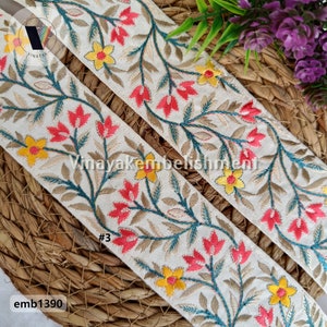 5 cm Floral Multi color besticktes Sari Stoffband, Taschenersatzband DIY Basteln Nähen, Stirnband-Schleife, Schärpengürtel, Haustiergürtelzierband