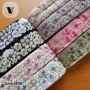 5 cm Floral white thread Indian Embroidery Intricate ribbon, guitar belt, Bag Purse replacement strap, crafting sewing, jewelry accessories