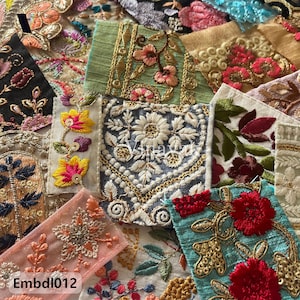 2&quot;-3&quot; bundle of 50 pcs Assorted thread beaded Indian Decorative Embroidery trims, grab bag lot, crafting sewing, Junk Journal, scrapbooking