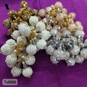 6pc of 2.5 cm beaded pearl Handmade Tassels, decorative lamp shade tassels, Indian wedding costume dupatta lehenga latkan, lampshade tassels