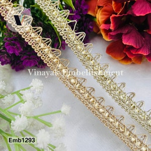 1,5 cm großer indischer geflochtener Goldbesatz, dekorativer Sari-Bordüren-Verzierungsbesatz, Nähen, Basteln, Junk Journal, Lampenschirm, Kleidung
