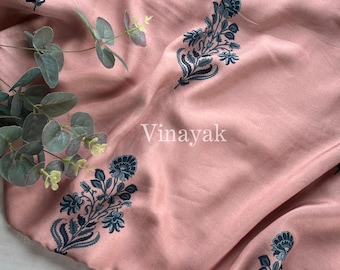 Coral Pink Floral Muslin Silk Fabric: Kimono Kaftan Sewing Material