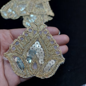 A Pair of sequins Appliques, Embroidered Ethnic indian sew on appliques, decorative appliques, Indian Motif, Craft supplies Boho Appliques,