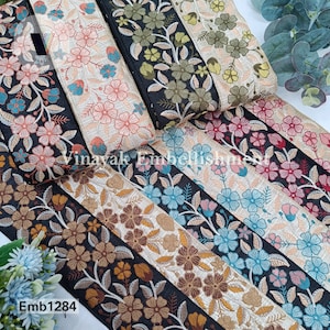 9 yard 7.5 cm Floral Multi color Embroider fabric Trim, crafting sewing Sash dress Belt Handbag Strap, wedding dress lace camera strap Renda