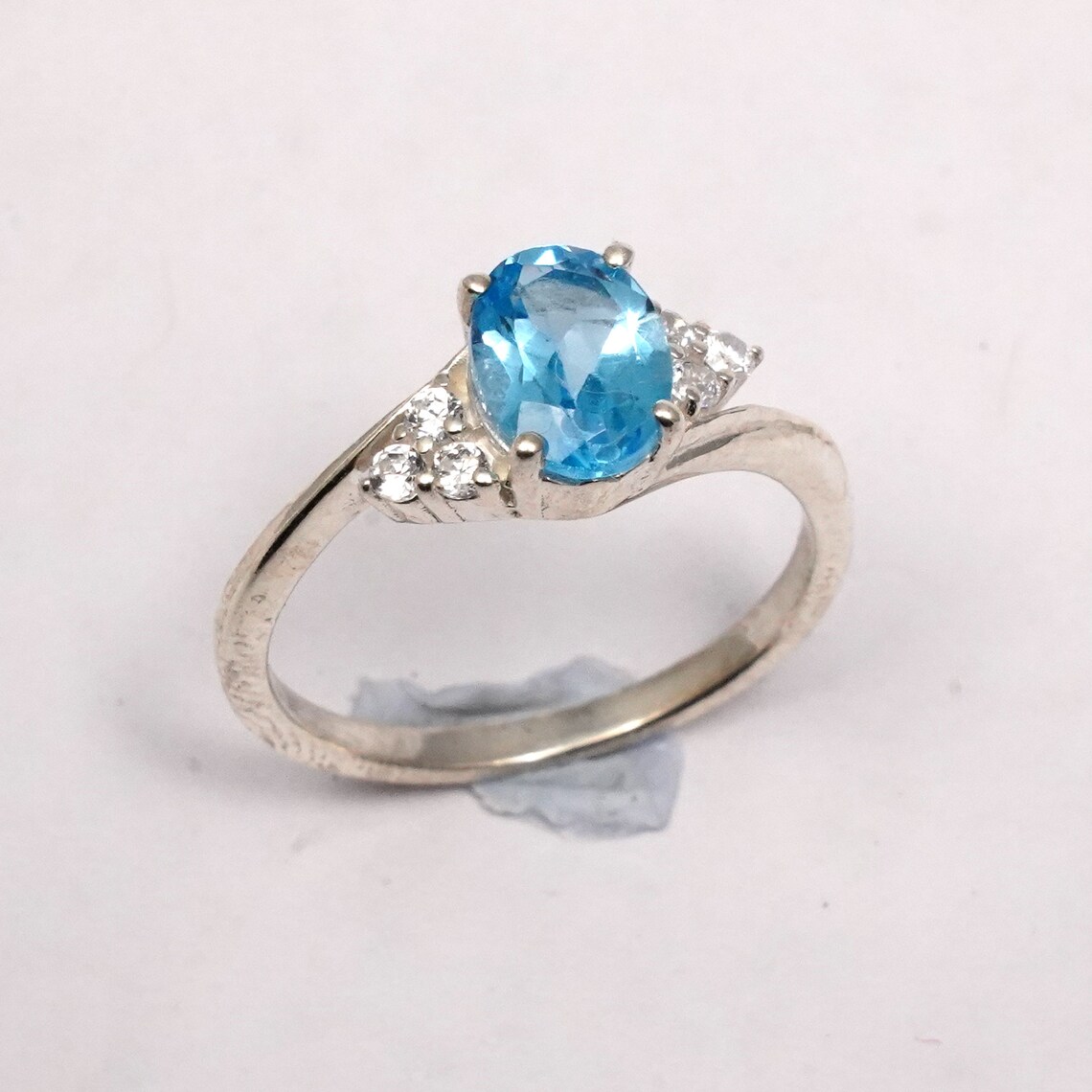 Custom Dainty Promise Ring Blue Topaz Gemstone 925 Sterling | Etsy