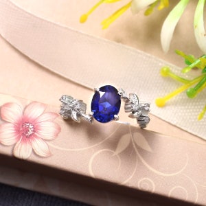 Blue Sapphire Ring, Sterling Silver Ring, Sapphire Jewellery, Engagement Ring, Promise Ring,September birthstone, gemstone ring, Girls Ring