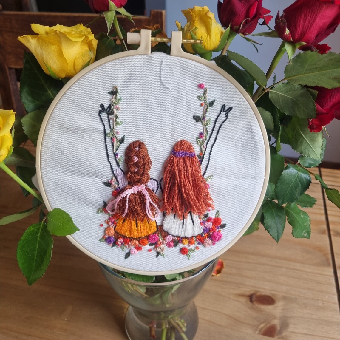 Embroidery Hoop Art Best Friends Hanging Decoration Home Etsy